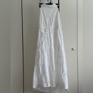Time and Tru Elegant White Lace Maxi Dress